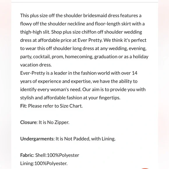 NWT - Plus Size Pink Off the Shoulder Formal Dress with Thigh Split - Picture 7 of 8